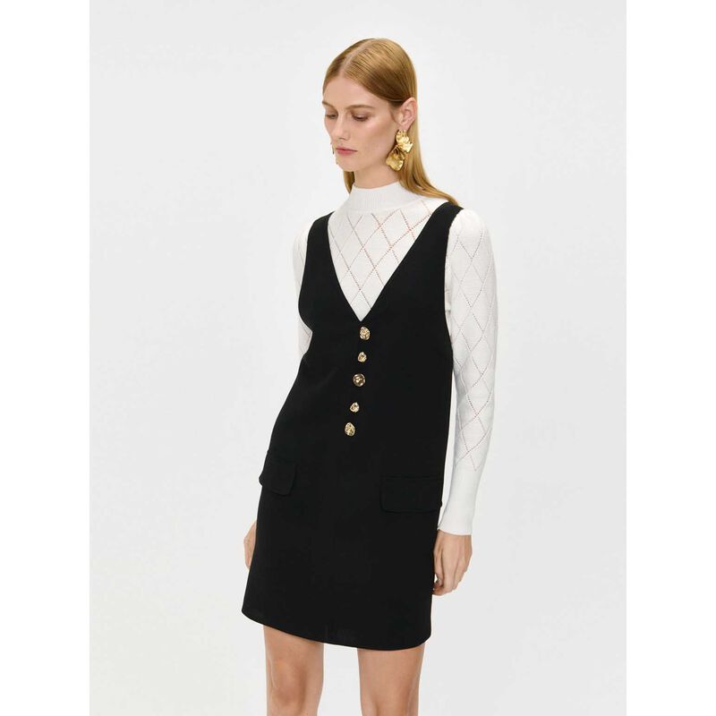 Veronika Maine Double Weave Button Tunic Dress image number 3
